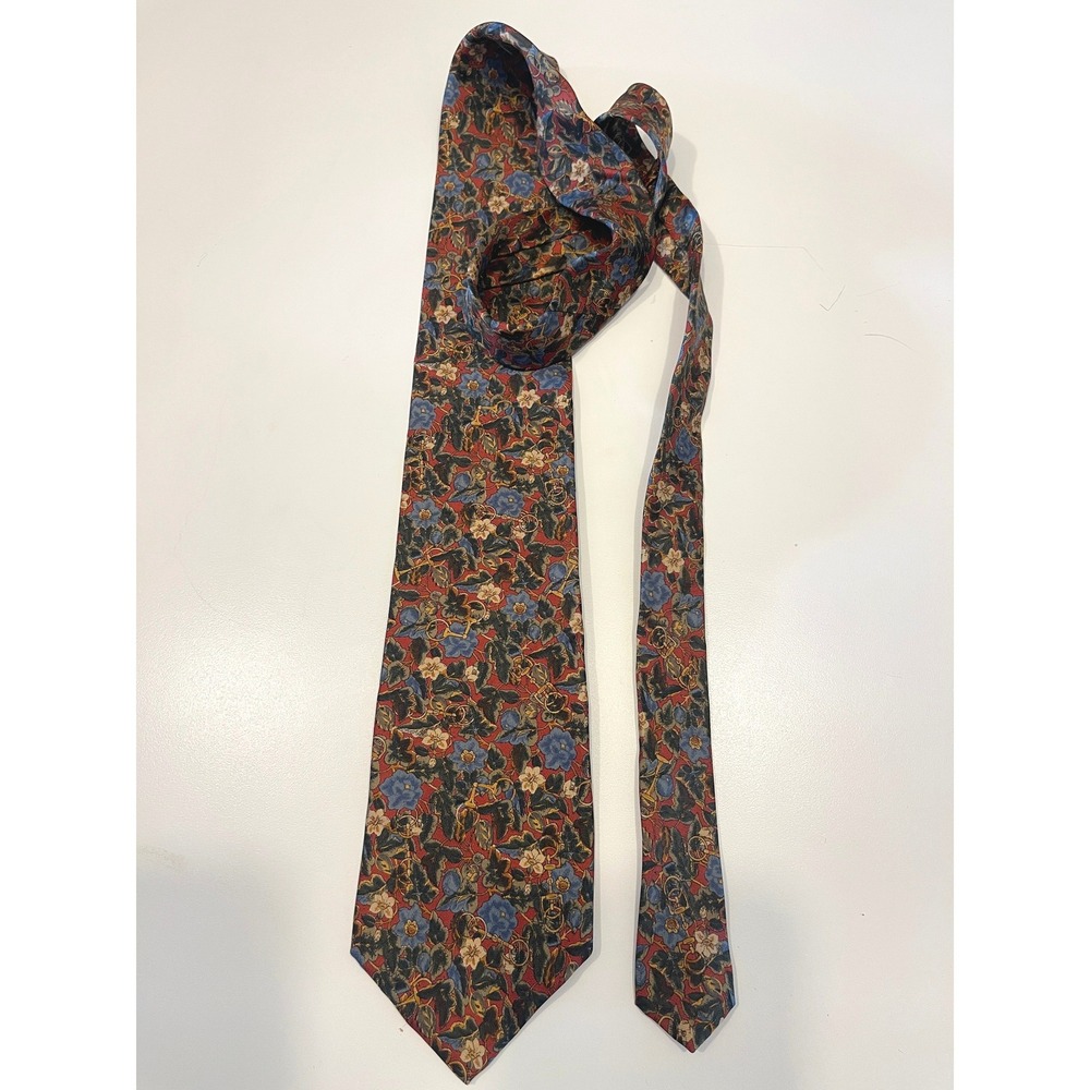Bert‎ Pulitzer Collectors Edition Floral Red Gold Silk Mens Tie - Picture 3 of 6